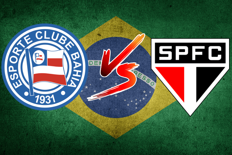 logotipos do bahia e são paulo representando o jogo decisivo no campeonato brasileiro